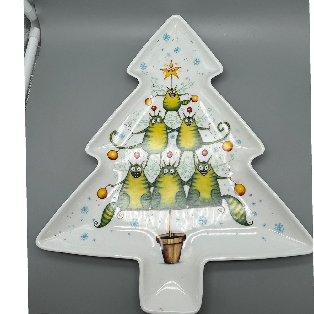 Royal Worcester Festive Collection Kitty Tree Serving Dish Clare Mackie 2005‎
